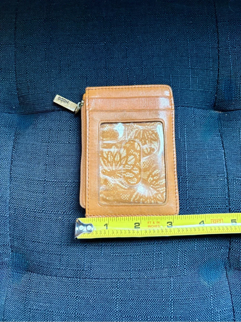 HOBO Tan Leather Zip Card Holder with Front Slip Pocket